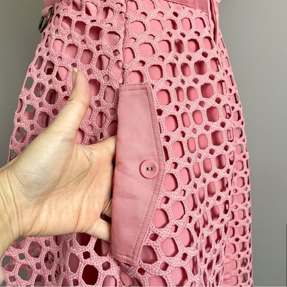 Self Portrait Lace Frill Off Lace Mini Dress With Pockets Pink Size 6 - Picture 8 of 12